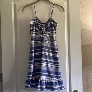 blue and white striped copper key dress